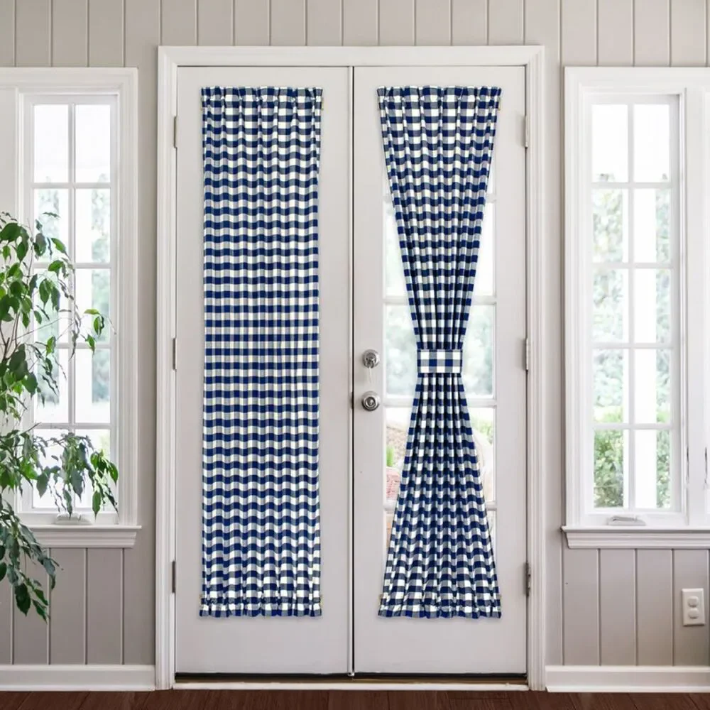 PowerSellerUSA French Door Curtain, Elegant Buffalo Plaid Curtains for Front